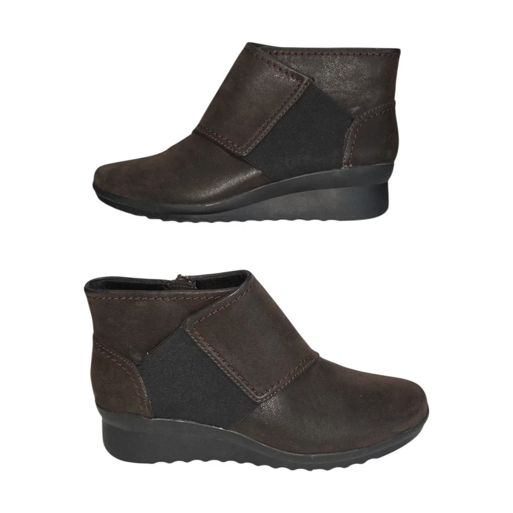 Clarks‎ Cloudsteppers Caddell Rush Womens Brown Wedge Ankle Boots Size 8